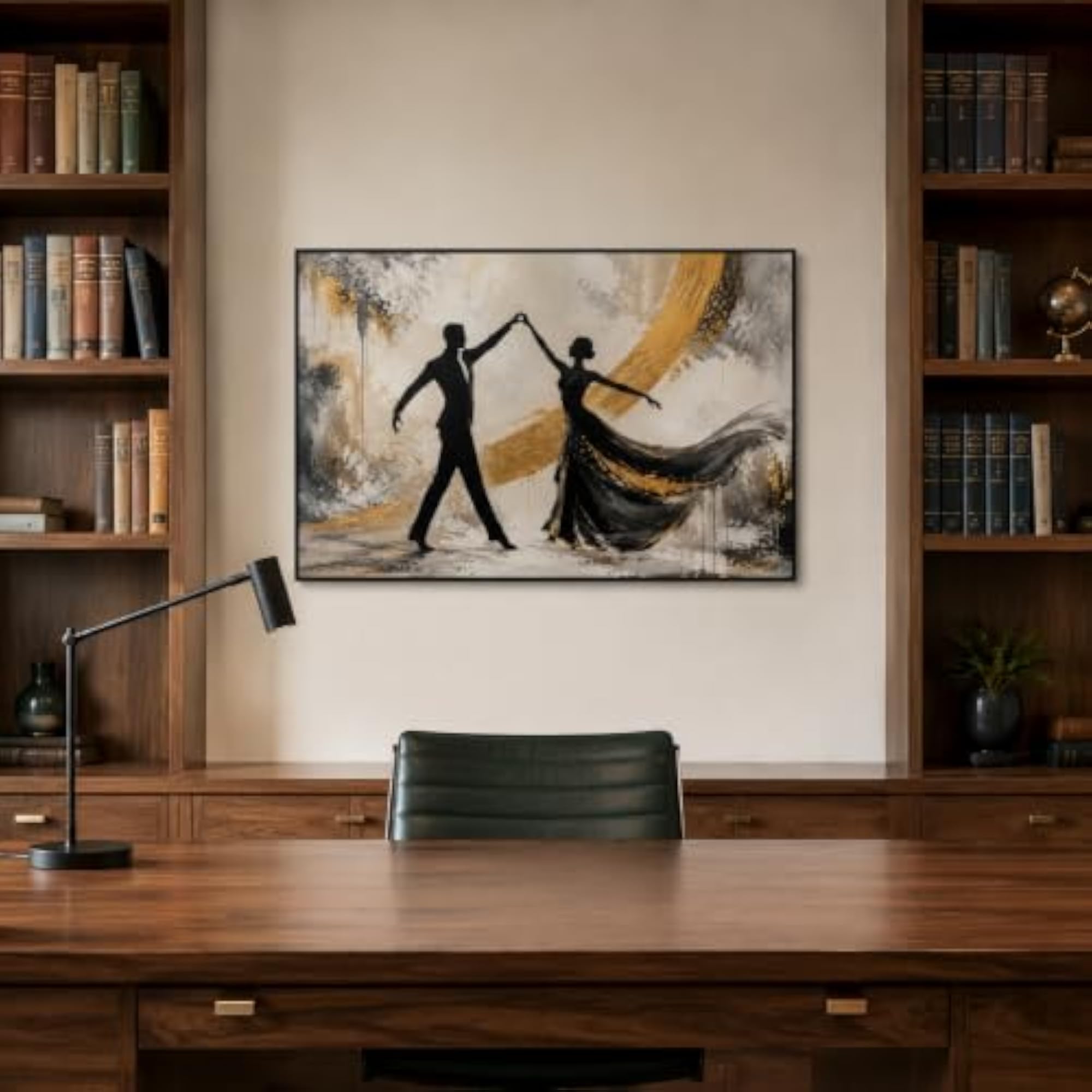 Abstract Dancing Couple Wall Art with Black Frame, 30 × 20 Inch