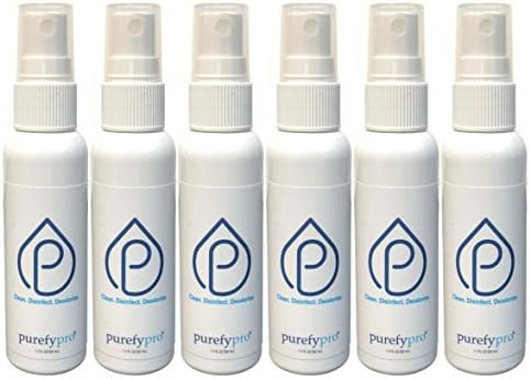 Purefypro Disinfectant Spray (1.7oz, 6 Pack) - No Rinse. No Residue. Kills 99.9999% Norovirus, HIV, Hepatitis, Flu, Monkeypox Virus, and Fungi, MRSA VRE, Drug Resistant Germs. (On The Go)
