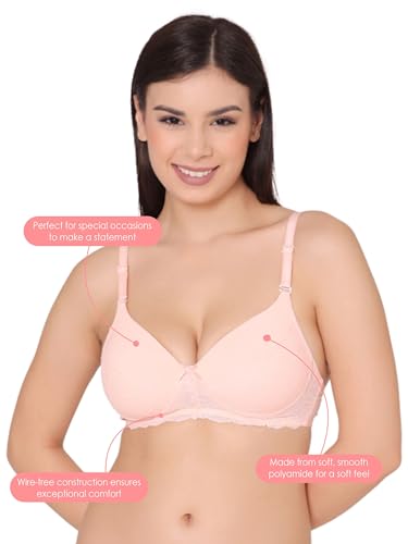 Image of Groversons Paris Beauty Women's Padded, Non-Wired, Multiway, T-Shirt Bra with lace (BR097)
