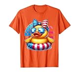 Cool Rubber Duck USA Flag Cute Duckie 4th of July Patriotic T-Shirt, Men, Orange, XX-Large