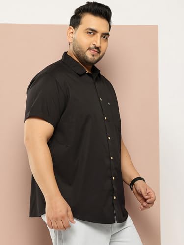 Image of Thomas Scott Men's Premium Slim Fit Casual Shirt | 100% Cotton Twill | Short Sleeves | Spread Collar | Solid Smart Casual Shirt for Men