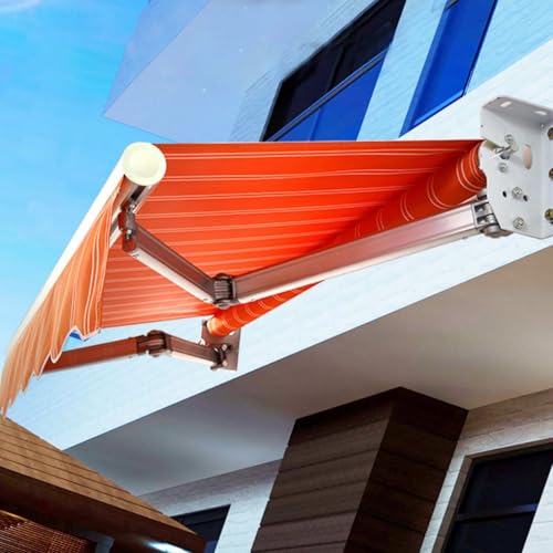 Manual Retractable Awning, Window Awning Canopy with Manual Crank Handle, Aluminum Frame, Sunshade Shelter for Patio Door Exterior(9.8x8.2FT)