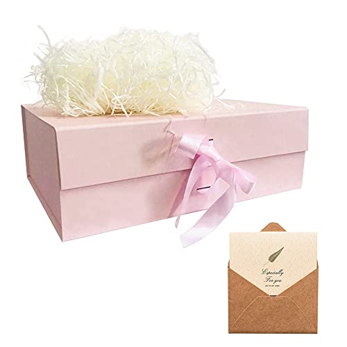 Pink Gift Box 33x26x11cm, Gift Box Large with Magnetic Lids and Silk Ribbon Specially Designed for Presents Birthdays, Holidays, Anniversaries Gift Packaging