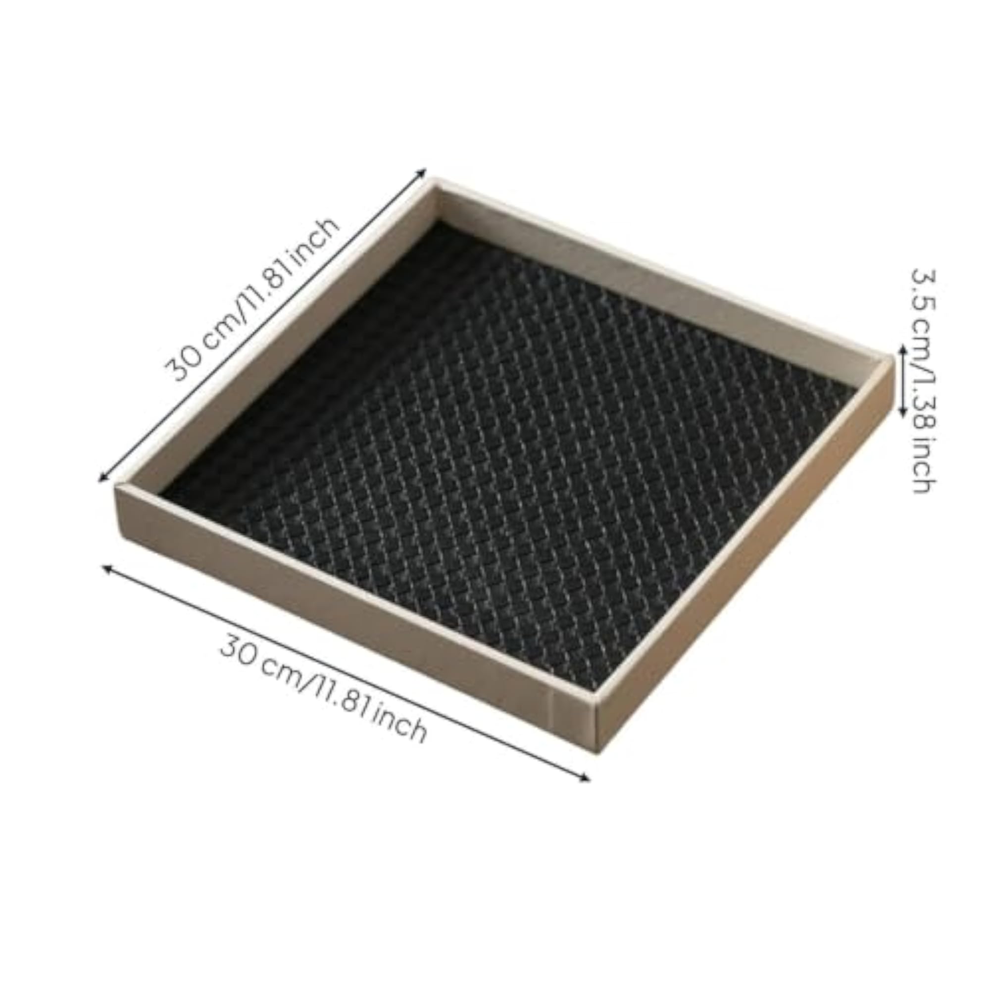 Decorative White Square Tray with Woven Pattern