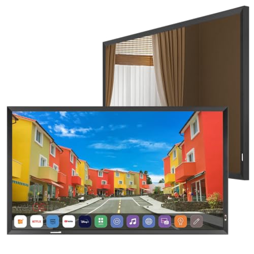 Image of Soulaca 55 inches 4K UHD webOS Smart Mirror TV with Obsidian Black Aluminum Frame WiFi & Bluetooth Smart Gallery Fireplace