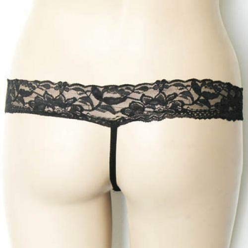 Sexy Mens and Womens Open Front Sheer Briefs Thong Underwear Nightwear - Black