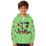 Chaqueta Con Capucha Para NiñOs 67 Six Seven Motivo De NúMeros Coloridos De Dibujos Animados Para NiñO Y NiñA, Manga Larga, CáLida OtoñO-Invierno Sudadera Con Capucha Con Cremallera 6 7 Traje Festivo