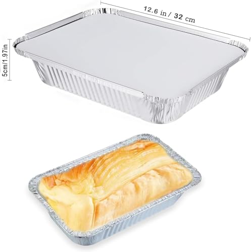 Xinfuquan Alu grillschalen Großformat,Aluschalen mit deckel,Grill Aluschalen 20Stück-2200ml/Einweg Schalen aus Aluminiumfolie,Aluminiumfolie Schalen Behälter für Backen,Braten,Kochen