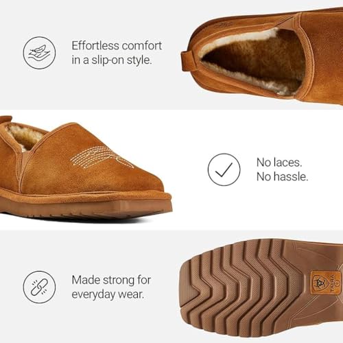 Image of ARIAT Men's Square Toe Indoor & Outdoor Rubber Bottom Lasso Suede Slippers