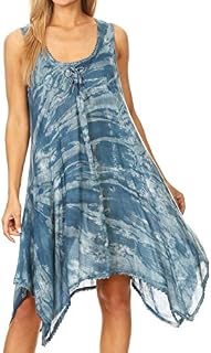 Sakkas 19264 - Mily Women's Swing Loose Sleeveless Tie Dye Short Cocktail Dress