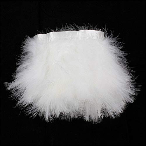 2Yards Fluffy Turkey Feather Fringe by MNJ-Trimmings (White)