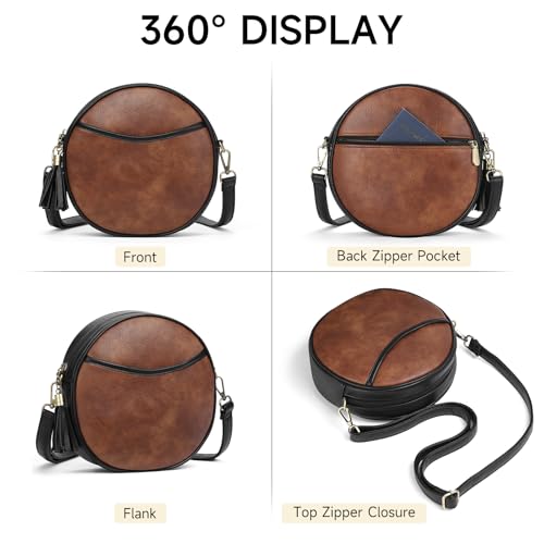GAEKEAO Vegan Leather Crossbody Bags for Women Circle Cross Body Shoulder Bag Purses Handbags with Adjustable Straps4