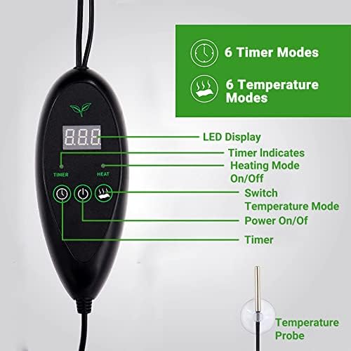Seedling Heat Mat with Thermostat Controller, Heated Propagator Waterproof Seedling Heating Pad for Winter Germination, Warm Hydroponic Heating Mat for Indoor Plant Terrarium Reptile 20''x 10''