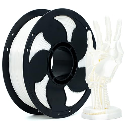 Silk White 1.75mm PLA Filament Shiny Finish 3D Printer Filament, 1kg (2.2lbs) Spool Easy 3D Printing PLA Filament Beginner Friendly