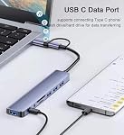 USB-C/USB 3.0 Hub 8-in-1, Multi-Function Docking Station, SD/TF Card Reader, 3.5mm Audio Port, Aluminum Alloy