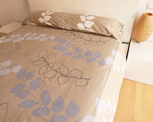 HTE Juego de Sábanas para Cama 150cm de 3 Piezas - Sábana Bajera 150x190/200cm + Sábana Encimera 230x260cm + 1 Funda de Almohada 45x160cm (Beige, Cama 150cm)