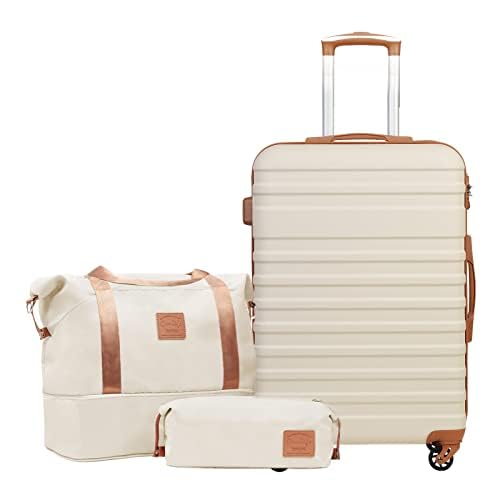 COOLIFE Set Valigie, Valigia Trolley Set di 3 Pezzi Valige rigide per Viaggiare con TSA Serratura 1...
