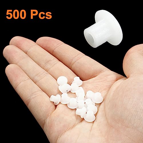 Image of BokWin 500 Pcs White Hole Plugs 5mm /3 /16 Inch Plastic Hole Covers Small Hole Plug for Kitchen Cabinet Desk Shelves