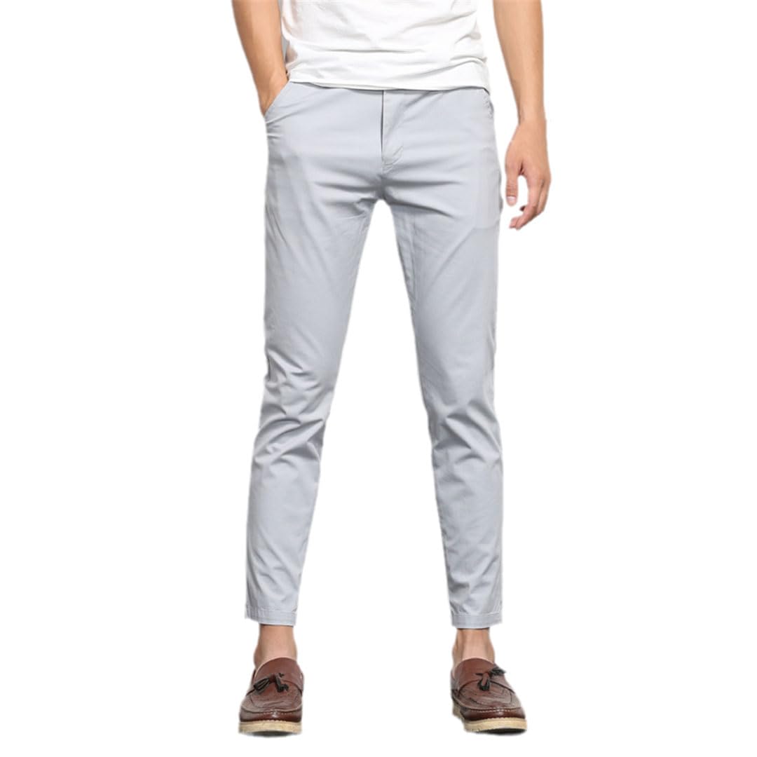 Vogrtcc Pantalones Casuales para Hombre Pantalones Formales hasta El Tobillo Elásticos Ligeros Rectos