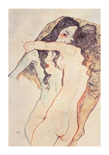 Affiche encadrée Zwei sich umarmende Frauen par Egon Schiele pour salon moderne