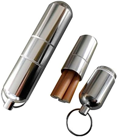 Cigarette Case Waterproof Cigar Storage Case with Keychain Metal Cigarette Box for Pocket 0.9" x 3.7"