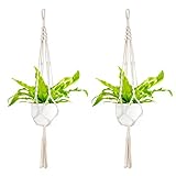 Ecjiuyi Macramé Colgador para Plantas Soporte de Macetas de Flores para Decoraciones Interior y Exterior balcón Redondo y Cuadrado macetas,4 Piernas
