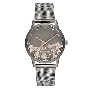 Nine West Women's Gunmetal Mesh Watch NW/2429FLGY