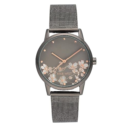 Nine West Women's Gunmetal and Silver-Tone Mesh Bracelet Watch, NW/2429FLGY by Nine West - Used condition - US$23.89