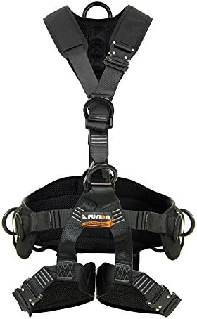 Fusion Climb Tac-Rescue, Construction Harness - Full Body Harness with 3D EVA Foam Padding, 6 D-Ring Points, and Quick-Release Steel Buckle Safety Harness OSHA & ANSI Compliant for Tree Work Rock Cl