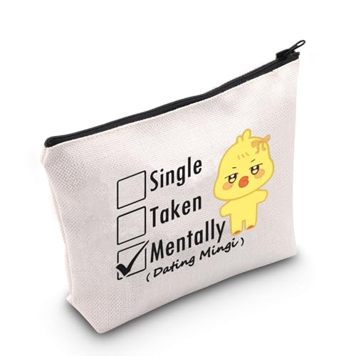MNIGIU Korean Pop Inspired Gift - Single Taken Mentally Dating Makeup Bag - Korean Pop Lover & Group Fan Gift