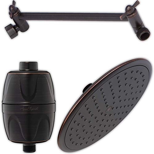 Waterfall Shower Head + Filter + Extension - 9 Inch Large Luxury Rain Showerhead With Water Filter To Remove Chlorine And Adjustable Extender Arm, 2.5 Gpm - Oil-Rubbed Bronze #TOP7