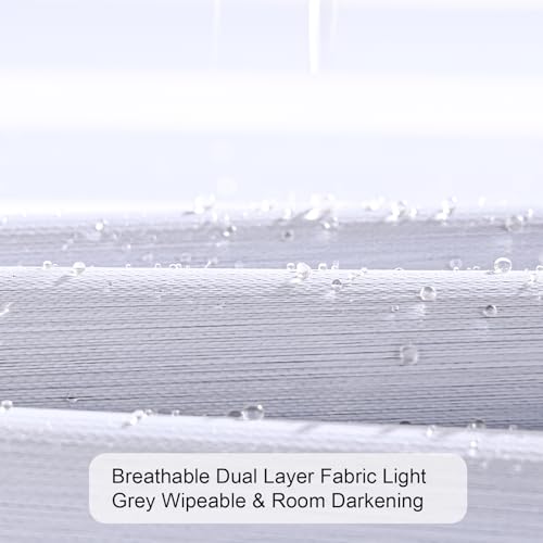 Image of Persilux Blackout Cordless Zebra Blinds for Windows (32 inch W x 72 inch H, Light Grey) with Upgraded Cassette Free-Stop Light Filtering Dual Layers Sheer Window Shades for Home, Outside and Inside Mount