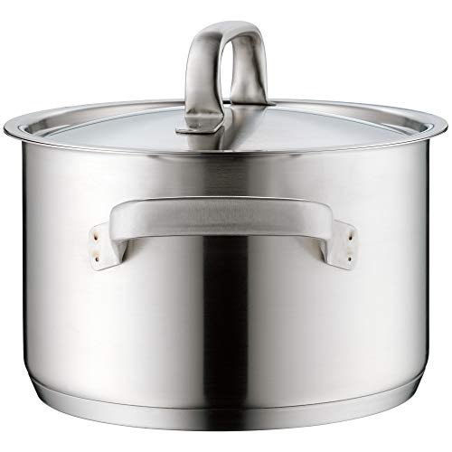 WMF cookware Ø 24 cm approx. 5,7l Gourmet Plus Inside scaling vapor hole Made in Germany hollow side handles metal lid Cromargan stainless steel suitable for all stove tops including induction dishwasher-safe Second Image
