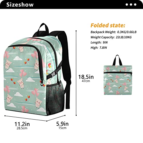 Sac à dos pliable imperméable cochon mignon pour garçons et filles - 3