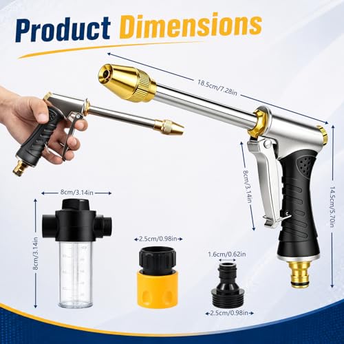 Jet Nozzle Power Washer for Garden Hose, 2026 New 3 Mode Pressure Washer Wand, with Soap Dispenser and Quick Connectors for Lawn & Garden, Washing Cars, Showering Dogs & Pets (Fine Nozzle) by psycat - Used condition - Image 7