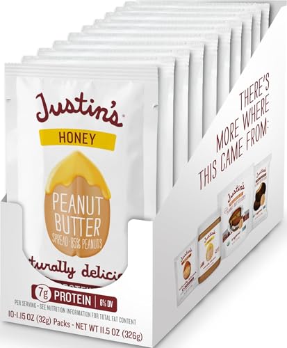 Honey Peanut Butter Squeeze Packs by Justin's, Gluten-free, Non-GMO, Responsibly Sourced, Pack of...