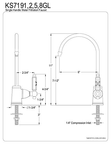 Robinet de filtration d'eau Kingston Brass KS7191GL chrome unique - 7