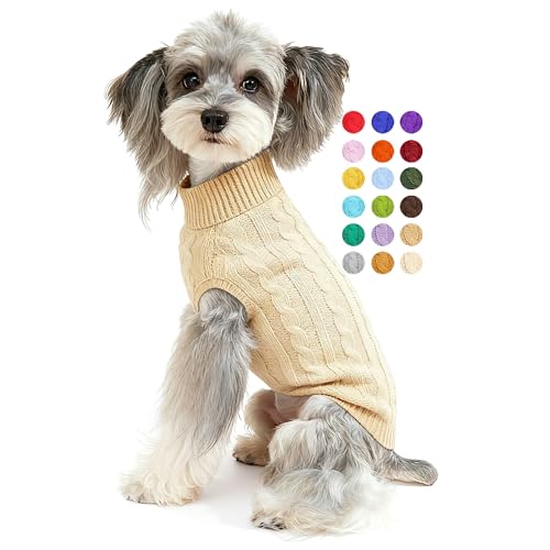 Image of Dog Sweater Soft Warm Turtleneck Knitted Clothes for Small Medium Large Pet
