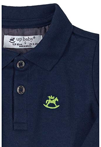 Camisa polo Polo Manga Longa Suedine, Up Baby, Meninos, Azul Escuro, 3