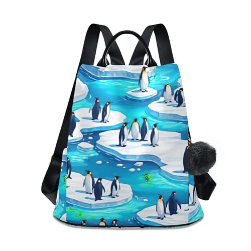 Sac à dos bleu pingouin mignon pour femme avec pompon, l'allié de vos escapades et weekends