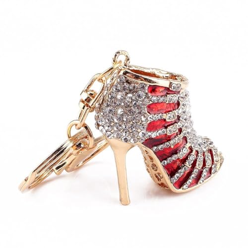 Imagen de Garosa Hermosos zapatos de tacón alto adorno de cristal llavero para niñas mujeres monedero encanto bolso accesorios regalo