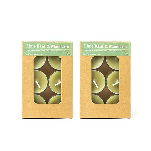 Image of AuraDecor Scented Soy Wax Acrylic Tealight Candle, Organic Luxury Aroma, Aromatic /Aromatherapy Candle || Long Lasting Burning Time (Pack of 1, Lime Basil & Mandari)