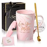 Gifts for Her Love You Most The End I Win Coffee Mug Girlfriend Couples Gifts, Romantic Gifts for Wife - Marble Coffee Cup 14 OZ Pink…