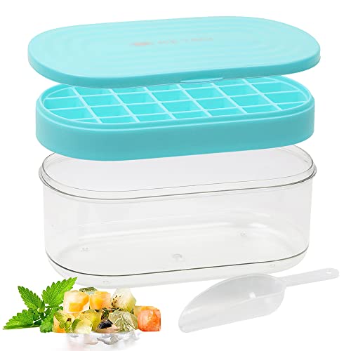 Silicone Ice Cube Tray,Ice Tray With Lid And Bin For Freezer,Square Ice Ball Maker Mold,With Container,Removable Lid & Ice Scoop,Bpa Free And Easy Release,For Whiskey,Cocktails & Chilled Drink #TOP8