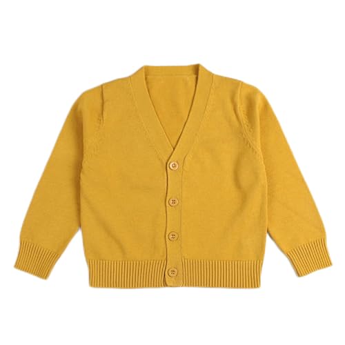 Image of HAOLUKI Baby Boys Girls Button Closure Cardigan Toddler Cotton Knit Sweater Solid Color V-Neck Cardigan School Uniforms