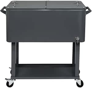 Amazon.com : Rectangular Plastic Insulated Cooler Cart, 80 QT Capacity ...