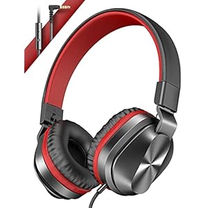 On-Ear Headphones with Microphone, Universal Stereo Wired Headphones with 1.5M Tangle-Free Cord, Foldable Lightweight…