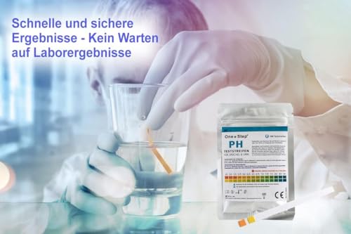 100 One+Step pH Teststreifen für Urin UND Speichel - pH Test - Ermittlung ph Wert - Teststreifen übersäuerung Körper - Säure Basen Balance - Urin Teststreifen
