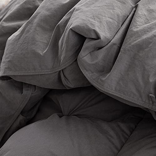 L Lovsoul Pinch Pleat Down Fiber Comforter Queen Duvet Grey Comforter 100% Cotton 750+ Fill Power Insert 1200 Thread Count With Corner Tabs For All Season 90X90Inches #TOP5
