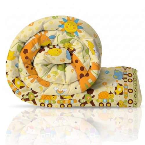 Image of Filymore Giraffe Comforter for Kids Boys - Cute Cartoon Print Single Bed Blanket, Microfiber Dohar for Boys & Girls | Soft Kids Winter & Summer Quilt |60x90 Inches (Yellow)